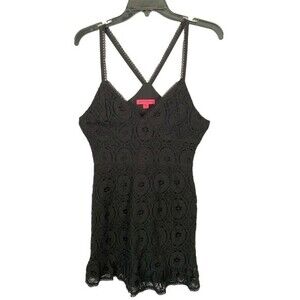 NWOT Betsy Johnson | Black Lace Overlay Mini Dress XS